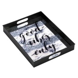 Nikki Chu Good Vibes Only Mirrored Metal Tray