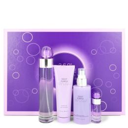 Perry Ellis 360 Purple Gift Set - 3.4 Oz Eau De Parfum Spray + .25 Oz Mini Edp Spray + 4 Oz Body Mist Spray + 3 Oz Shower Gel -- For Women