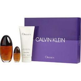 Obsession By Calvin Klein Eau De Parfum Spray 3.4 Oz & Body Lotion 6.7 Oz & Eau De Parfum Spray 0.5 Oz Mini For Women