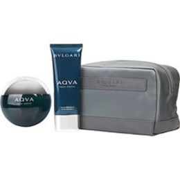 Bvlgari Aqua By Bvlgari Edt Spray 3.4 Oz & Aftershave Balm 3.4 Oz & Pouch For Men