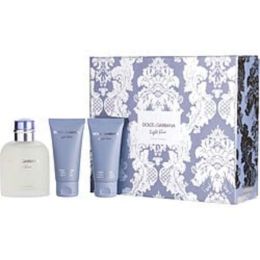 D & G Light Blue By Dolce & Gabbana Edt Spray 4.2 Oz & Aftershave Balm 1.6 Oz & Shower Gel 1.6 Oz For Men